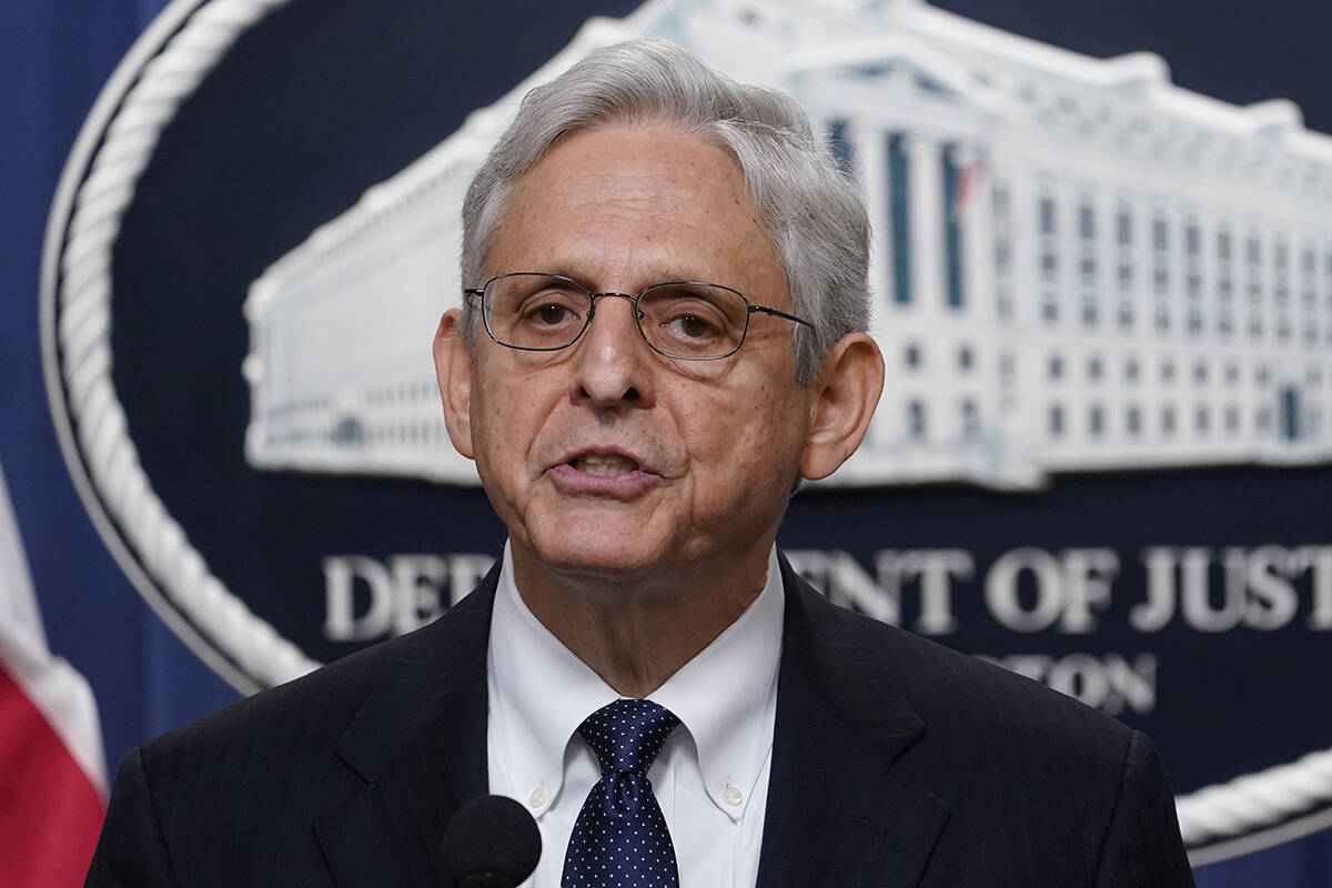 Attorney General Merrick Garland speaks at the Justice Department Thursday, Aug. 11, 2022, in W ...