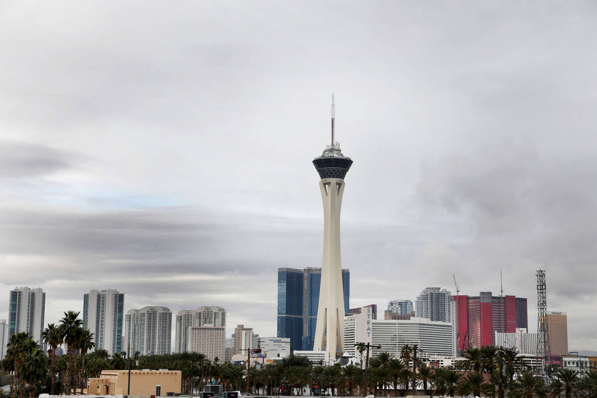 The Las Vegas skyline is seen early Tuesday morning, March 10, 2020. (Las Vegas Review-Journal)