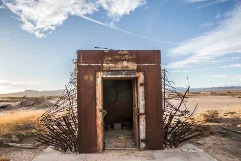 The remains from a vault built to measure the effects from the 1957 nuclear detonation test Pr ...