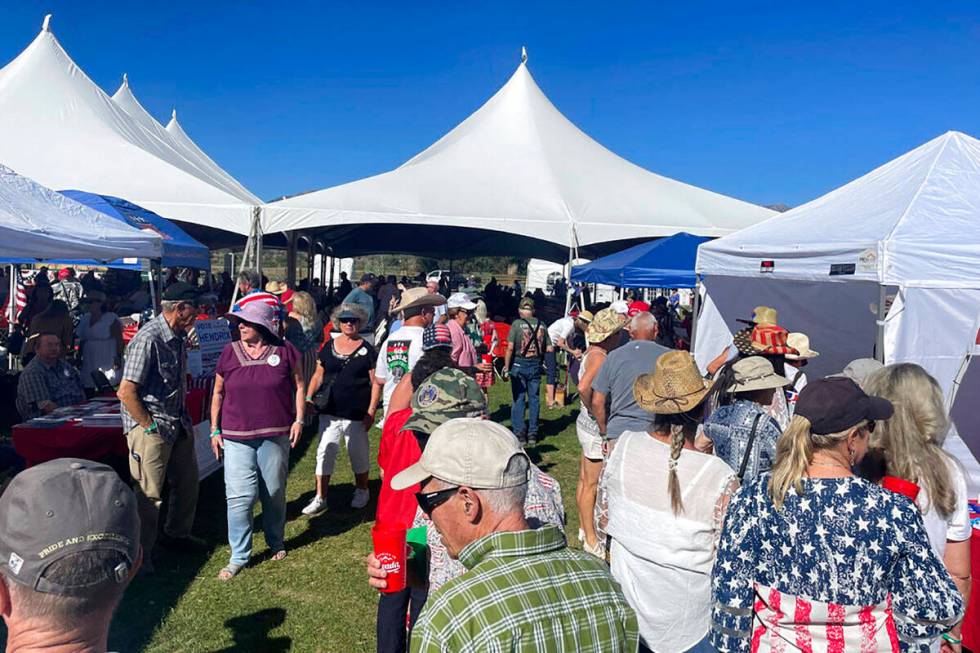 Republicans supporters gather at the seventh annual Basque Fry at the Corley Ranch on Saturday, ...