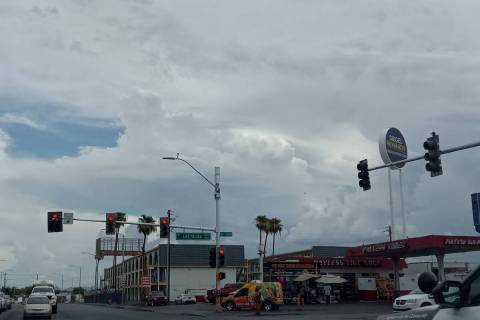 Clouds move over downtown Las Vegas on Sunday, Aug. 14, 2022. (Marvin Clemons/Las Vegas Review- ...