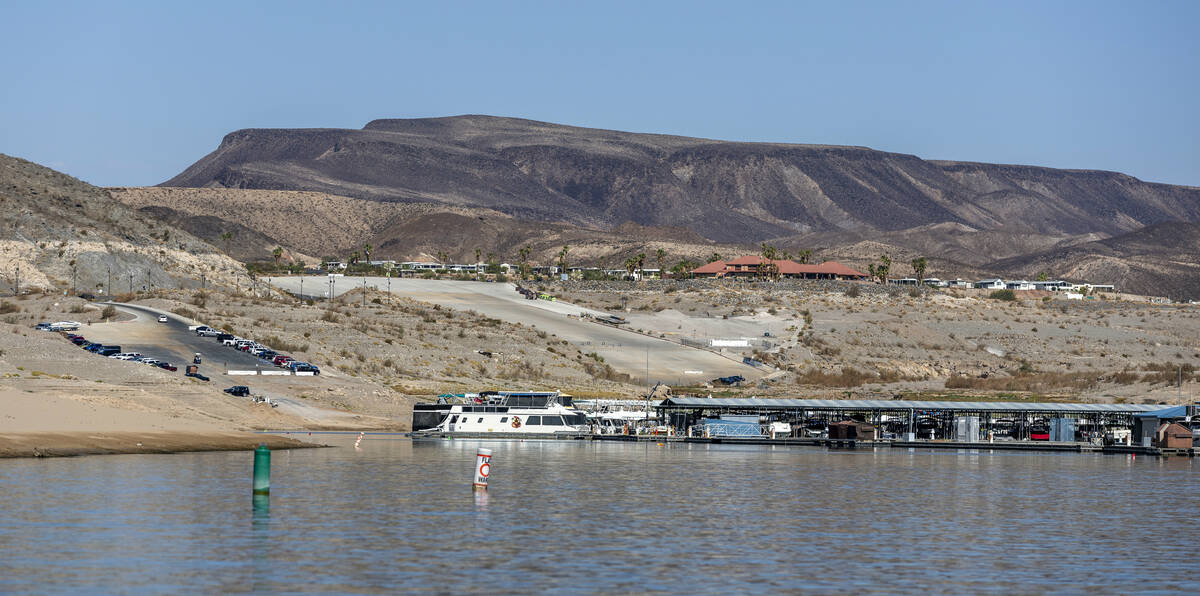 The original extended boat ramp and walkway at Callville Bay is no longer in use with a new lot ...