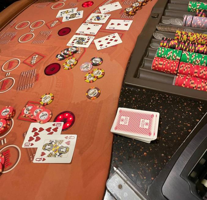 The winning hand (royal flush) of a jackpot winner at Caesars Palace who won $158,992 on Aug. 1 ...