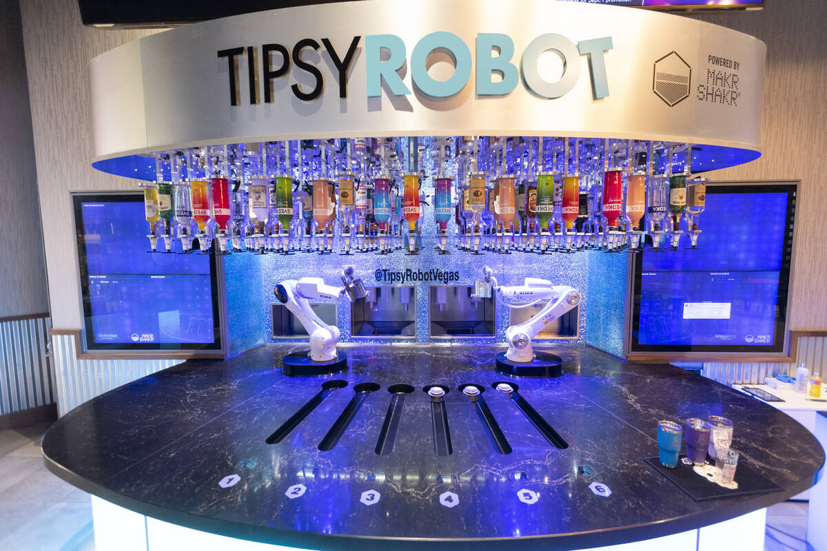 The Tipsy Robot at the Miracle Mile Shops in Las Vegas is seen on Tuesday, Aug. 16, 2022. (Erik ...