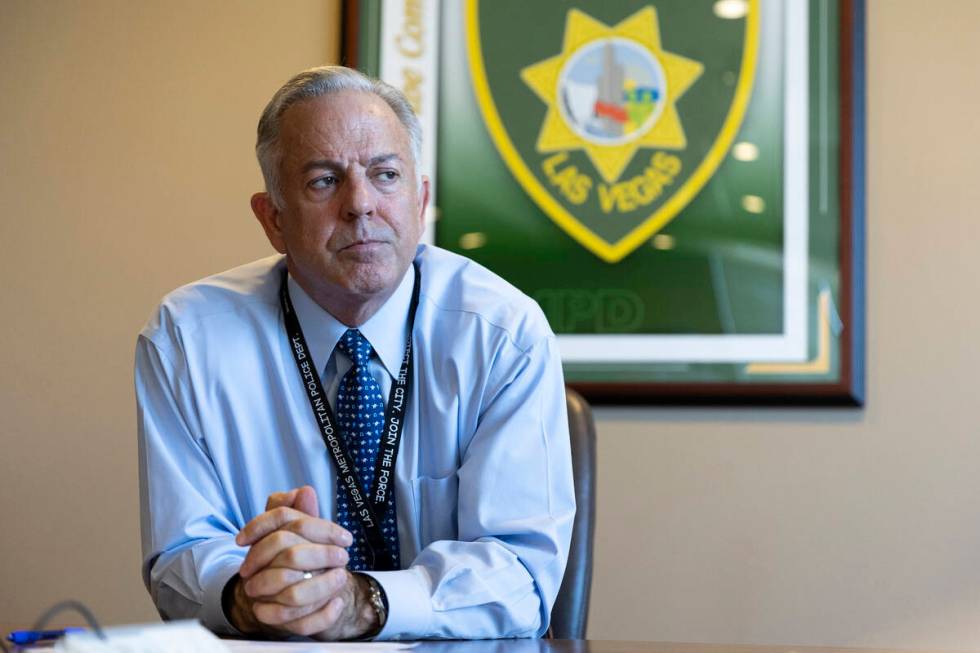 Sheriff Joe Lombardo is interviewed at the Metropolitan Police Department headquarters in Las V ...