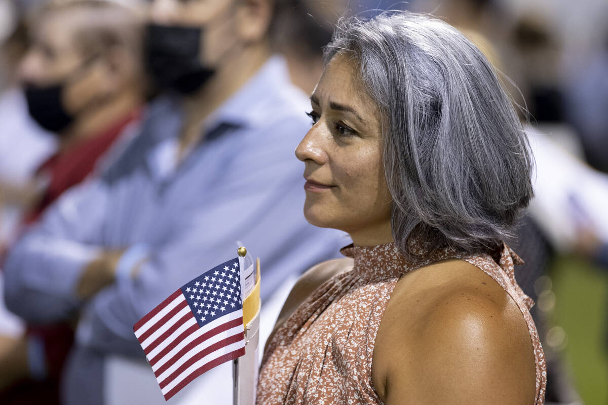 Etna Tamayo, originally from Colombia, prepares to become a U.S. citizen before a naturalizatio ...