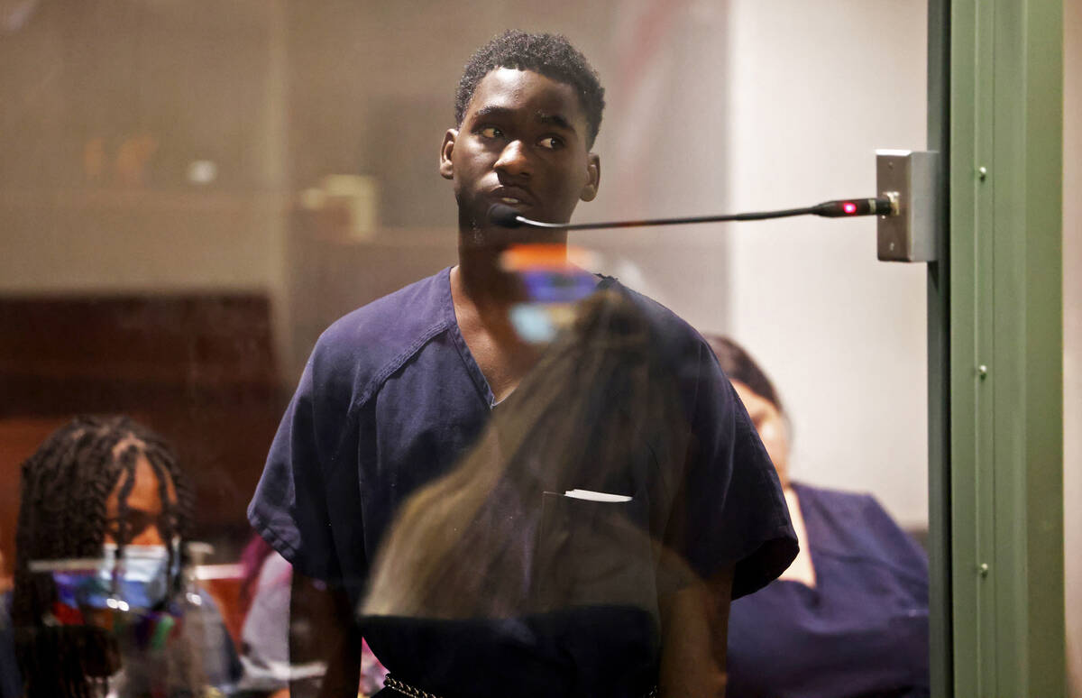 Kywon Gueary makes his initial court appearance at the Regional Justice Center in Las Vegas Fri ...