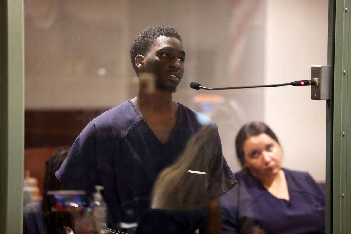 Kywon Gueary makes his initial court appearance at the Regional Justice Center in Las Vegas Fri ...