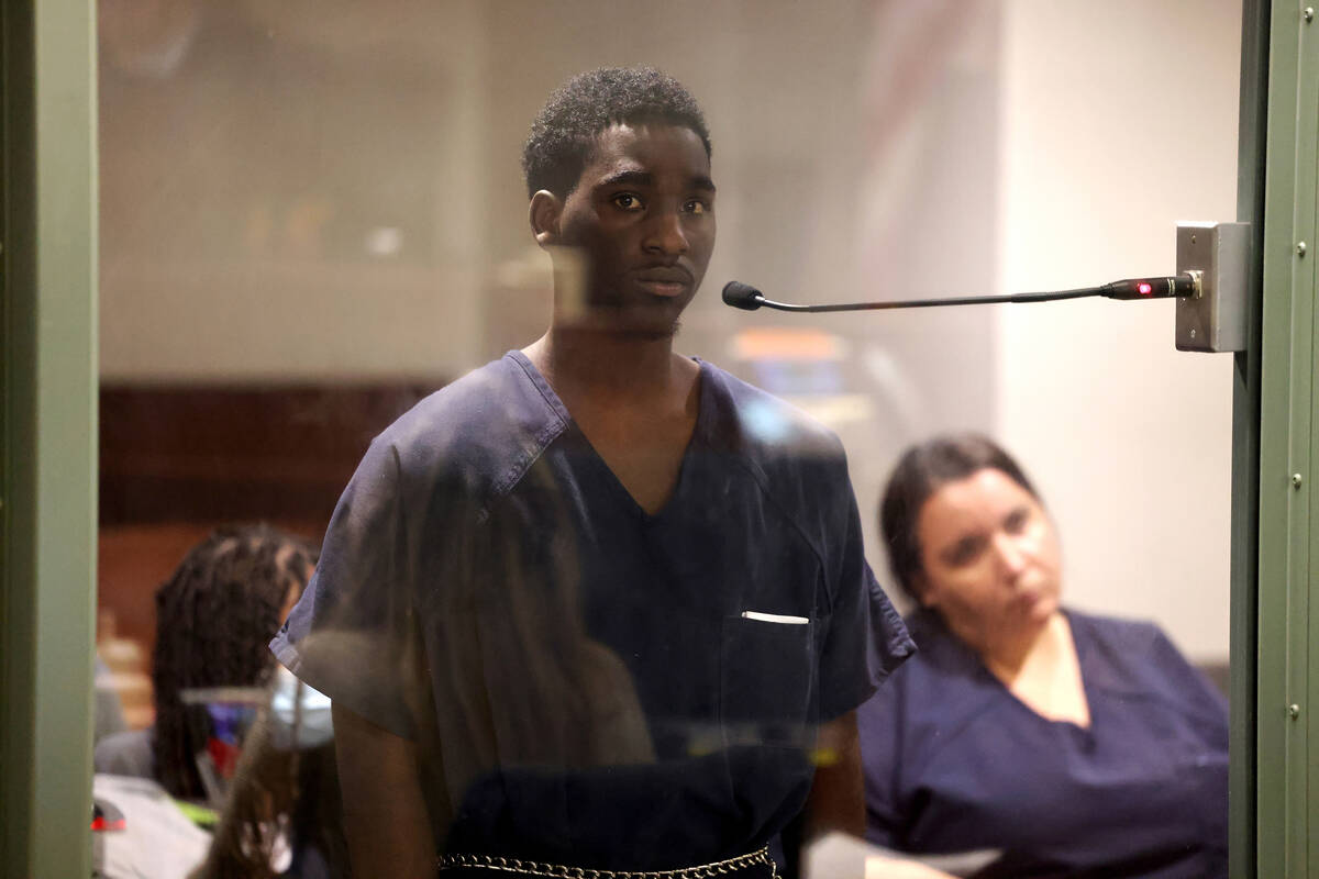 Kywon Gueary makes his initial court appearance at the Regional Justice Center in Las Vegas Fri ...