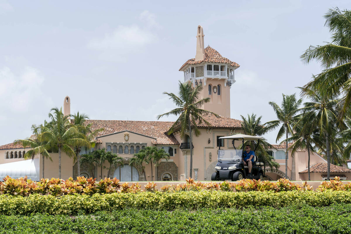 Mar-a-Lago in Palm Beach, Fla., is pictured on Tuesday, August 9, 2022. (Greg Lovett/The Palm B ...
