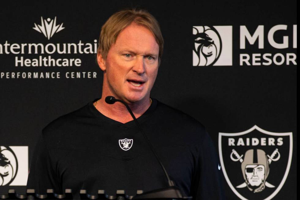 Raiders coach Jon Gruden, seen in October 2021. (Chase Stevens/Las Vegas Review-Journal)