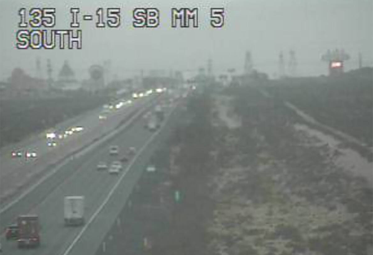 Interstate 15 southbound is closed south of the Nevada-California state line because of floodin ...