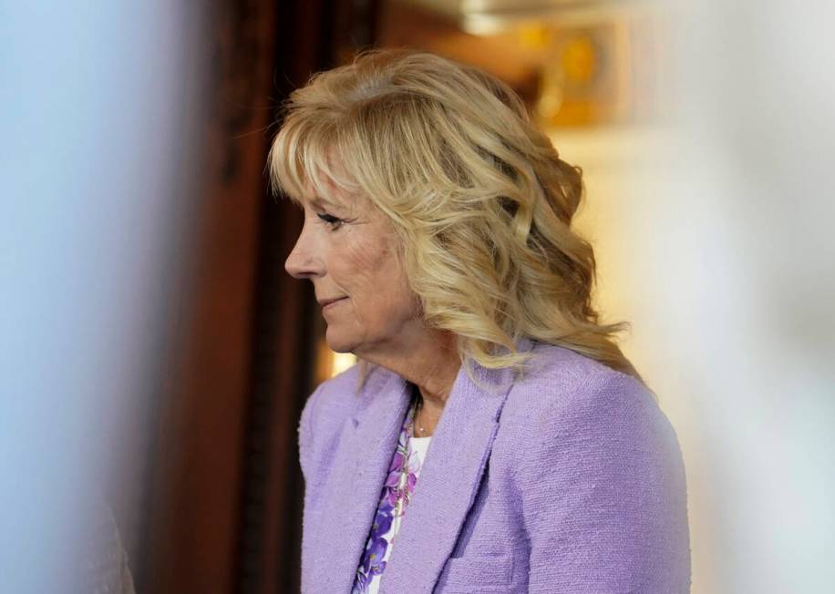 FILE - First lady Jill Biden visits the Congress Library, July 12, 2022 on Capitol Hill in Wash ...