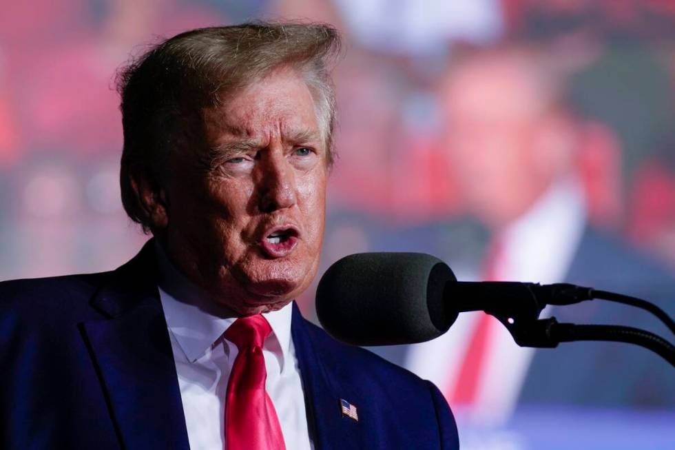 Former President Donald Trump speaks at a rally Friday, Aug. 5, 2022, in Waukesha, Wis. The Nat ...