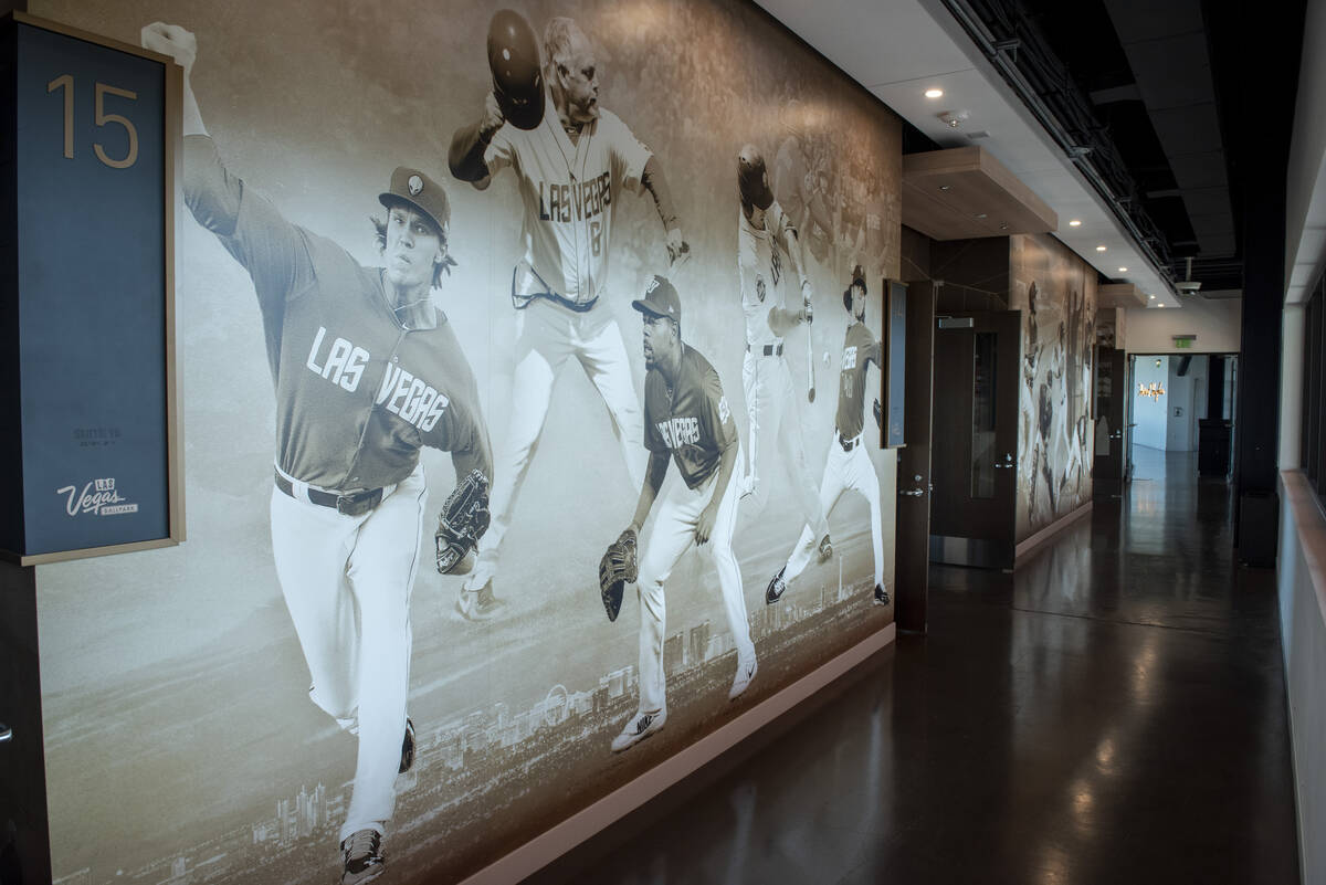 A mural showcasing the history of minor league baseball in Las Vegas, including this scene of f ...