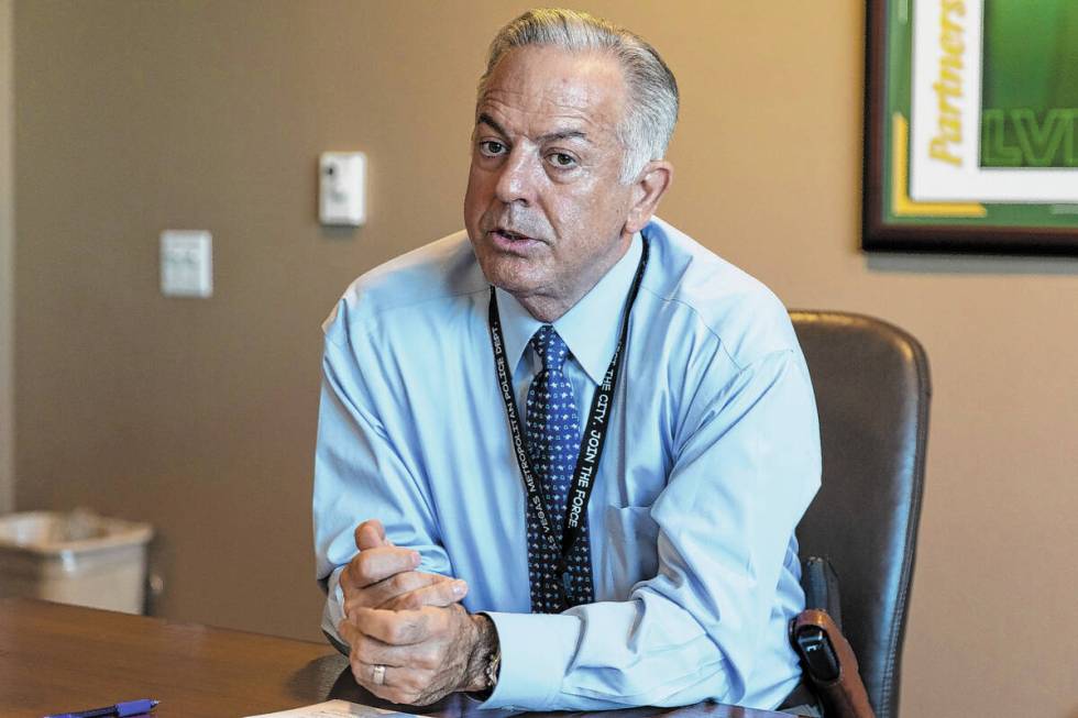 Sheriff Joe Lombardo is interviewed at the Las Vegas Metropolitan Police Department Headquarter ...