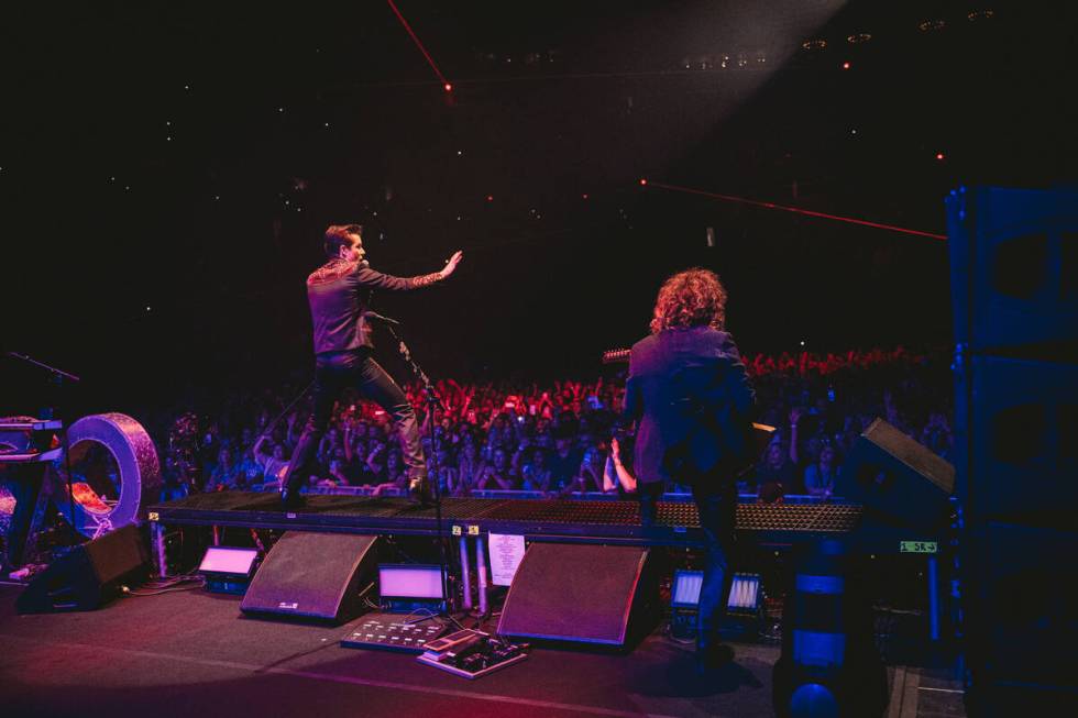 The Killers perform at T-Mobile Arena on Friday, Aug. 26, 2022. (@robloud)