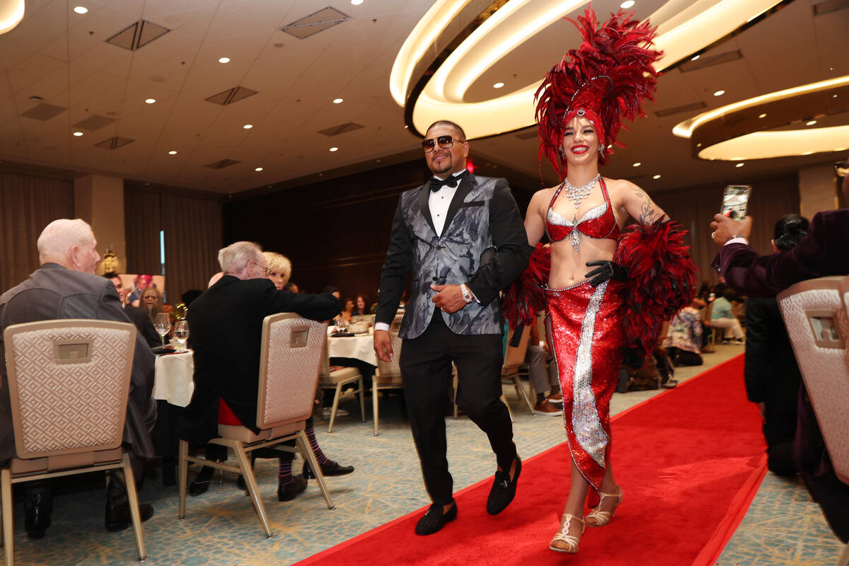 Retired boxer Fernando Vargas is honored during the Nevada Boxing Hall of Fame Induction Ceremo ...