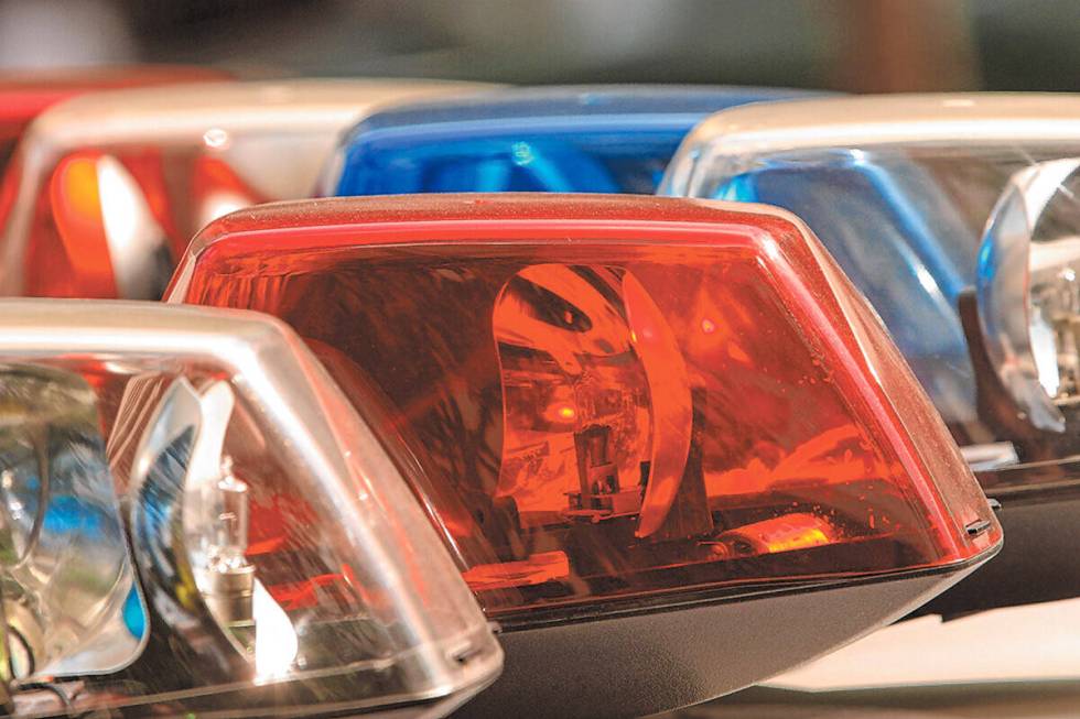 Close-up of lights on roof of police car.