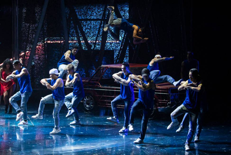 Cast members of Michael Jackson One perform to “The Girl is Mine” during a celebr ...