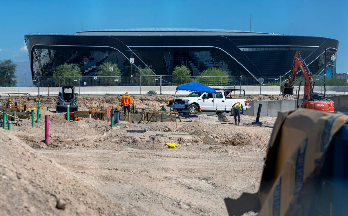Construction begins on the site where an In-N-Out Burger is being built across from Allegiant S ...