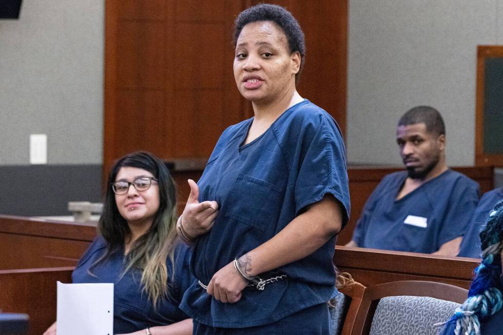 Fatima Mitchell speaks in court at the Regional Justice Center on Monday, Aug. 29, 2022, in Las ...