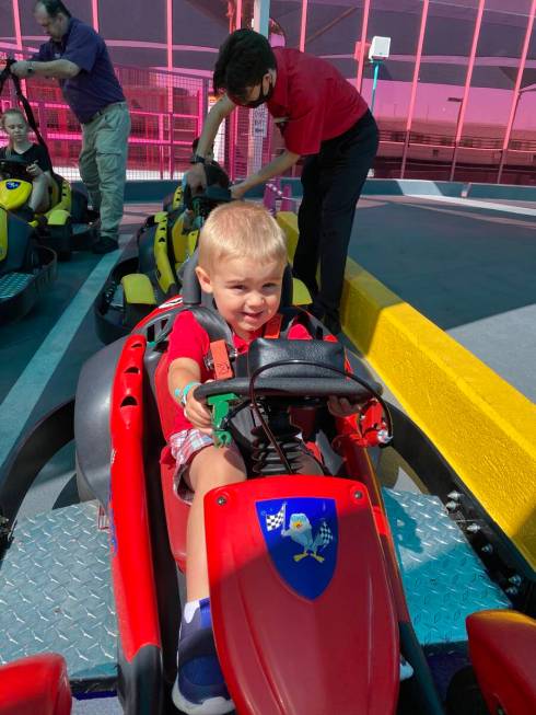 A boy prepares to ride the Go Karts at The Adventuredome amusement park at Circus Circus. (Circ ...