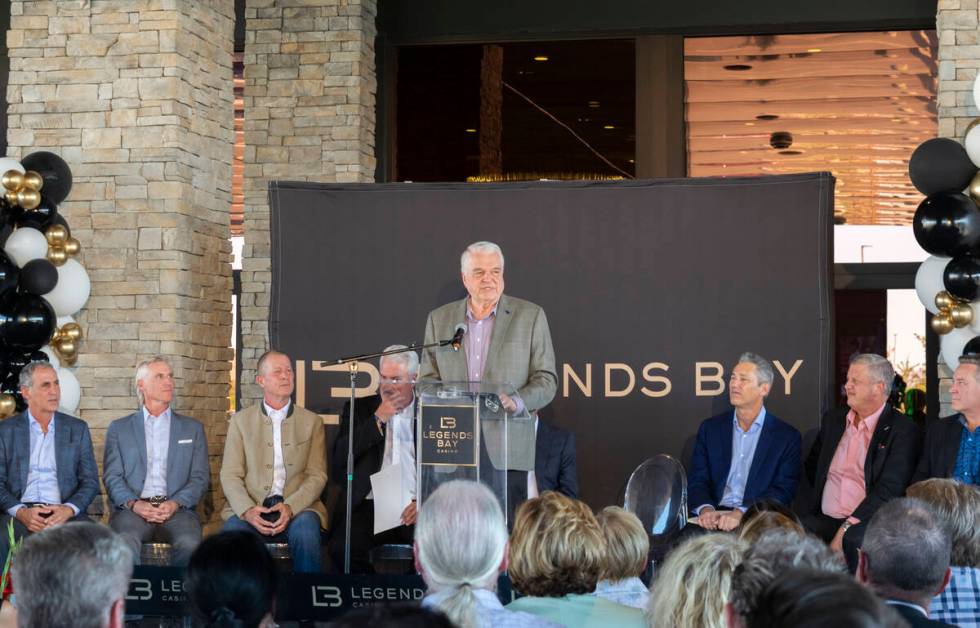 Gov. Steve Sisolak speaks during the opening of Legends Bay Casino on Tuesday, Aug. 30, 2022, i ...