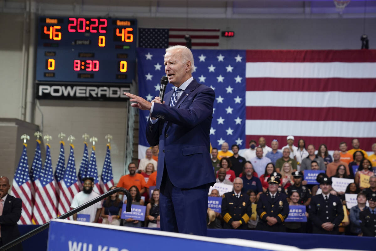 President Joe Biden speaks about gun violence and his crime prevention plans at Wilkes Universi ...