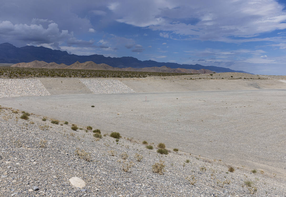 Coyote Springs water detention basin is seen on Wednesday, Aug. 10, 2022, in Coyote Springs. (B ...