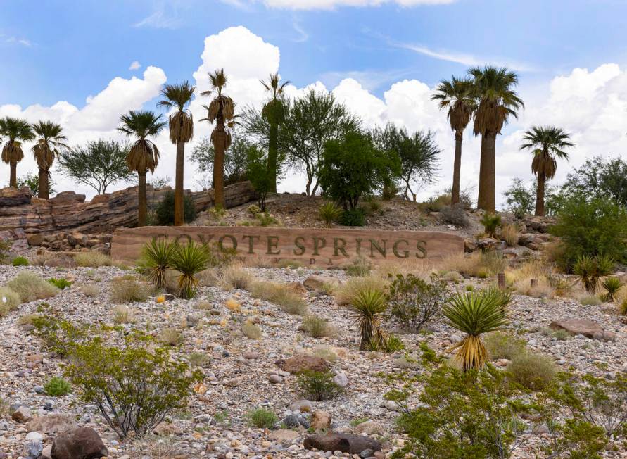 The Coyote Springs development entrance is seen near the intersection of U.S. 93 and State Rout ...