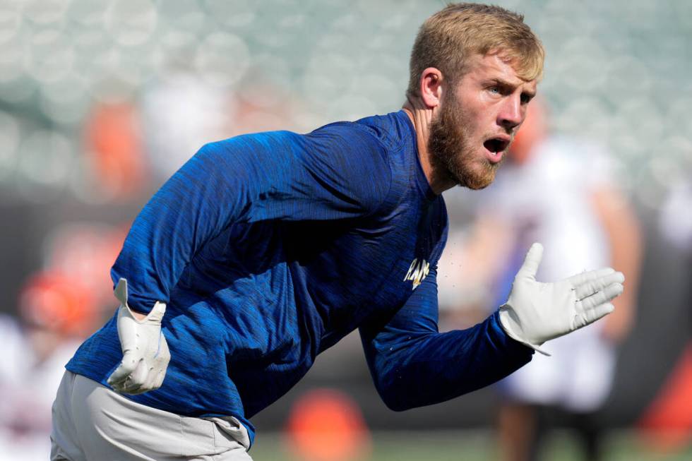 Los Angeles Rams wide receiver Cooper Kupp warms up before a preseason NFL football game agains ...