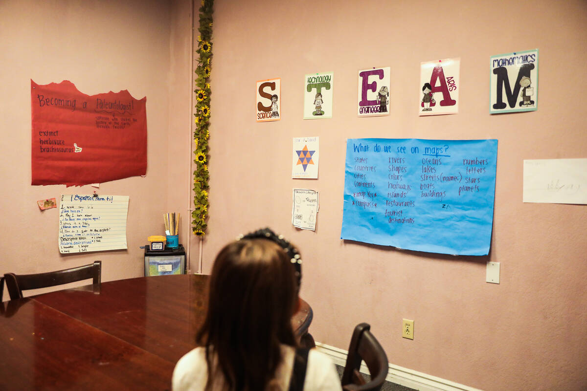 Elliotte Campbell, 10, leads a tour on Aug. 31, 2022, of Bloom Academy, a "self-directed learni ...