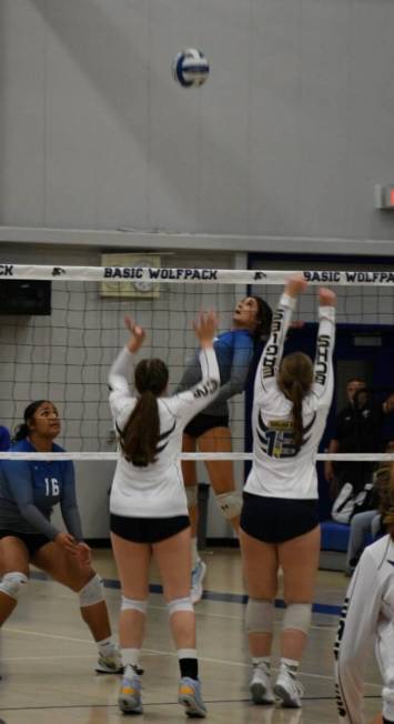 Basic senior outside hitter AnnaMaria Ramos prepares to spike the ball. Photo courtesy of AnnaM ...