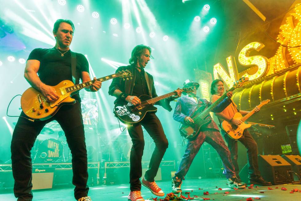 Rick Springfield (center, amid musicians) is shown at the no-cover Downtown Rocks at Fremont St ...