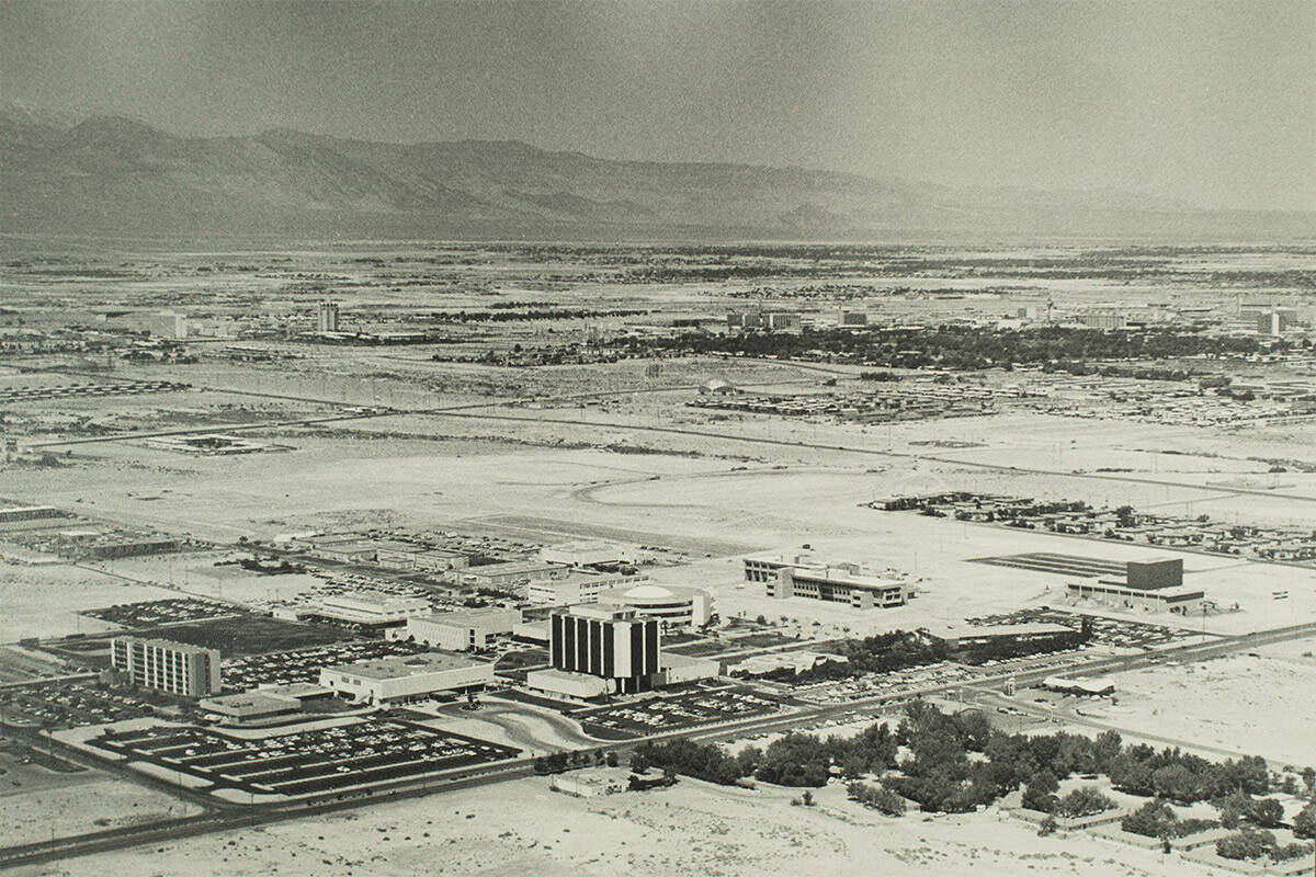 An aerial view of University of Nevada, Las Vegas campus in 1972. (Special Collections and Arch ...