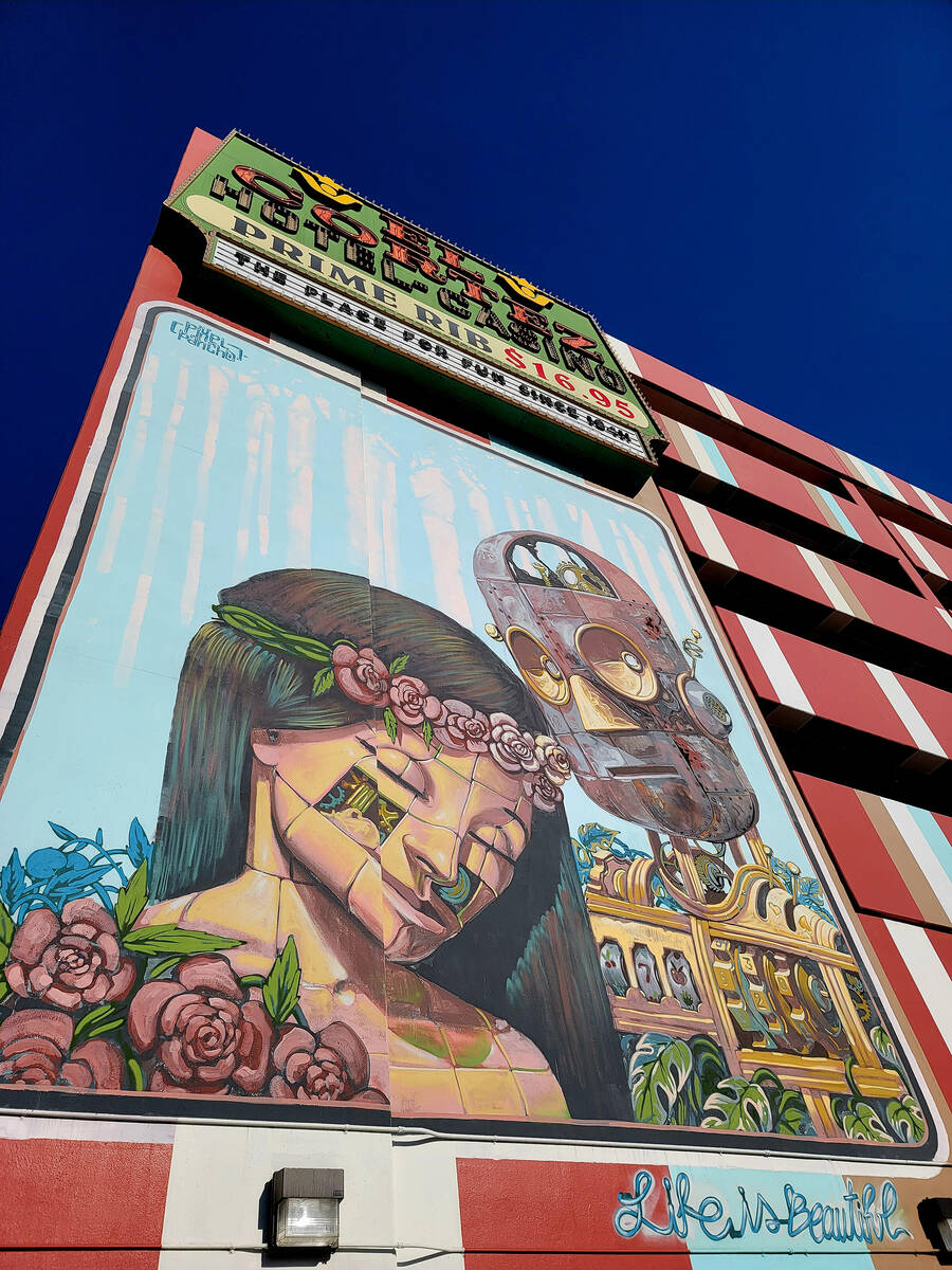 Pixel Pancho’s poignant 2015 Life is Beautiful contribution on a facade of the El Cortez ...