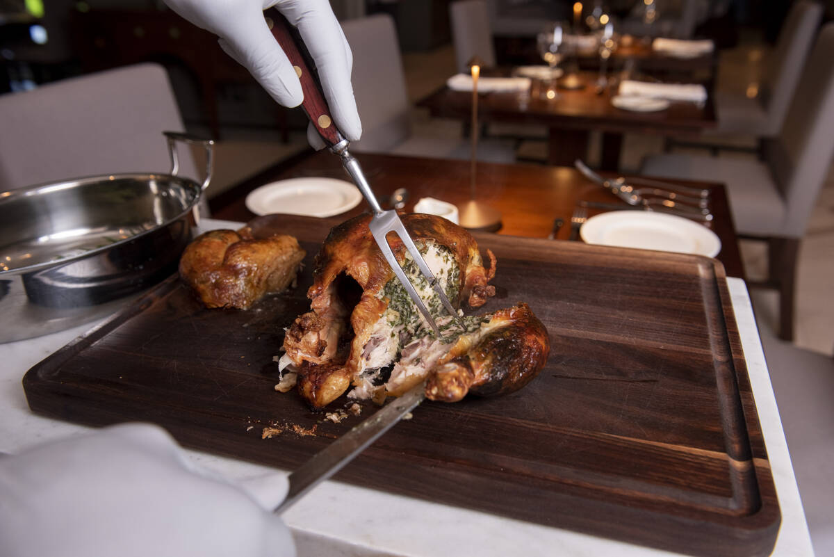 The whole roast chicken served at The Bedford by Martha Stewart inside Paris Las Vegas on Monda ...