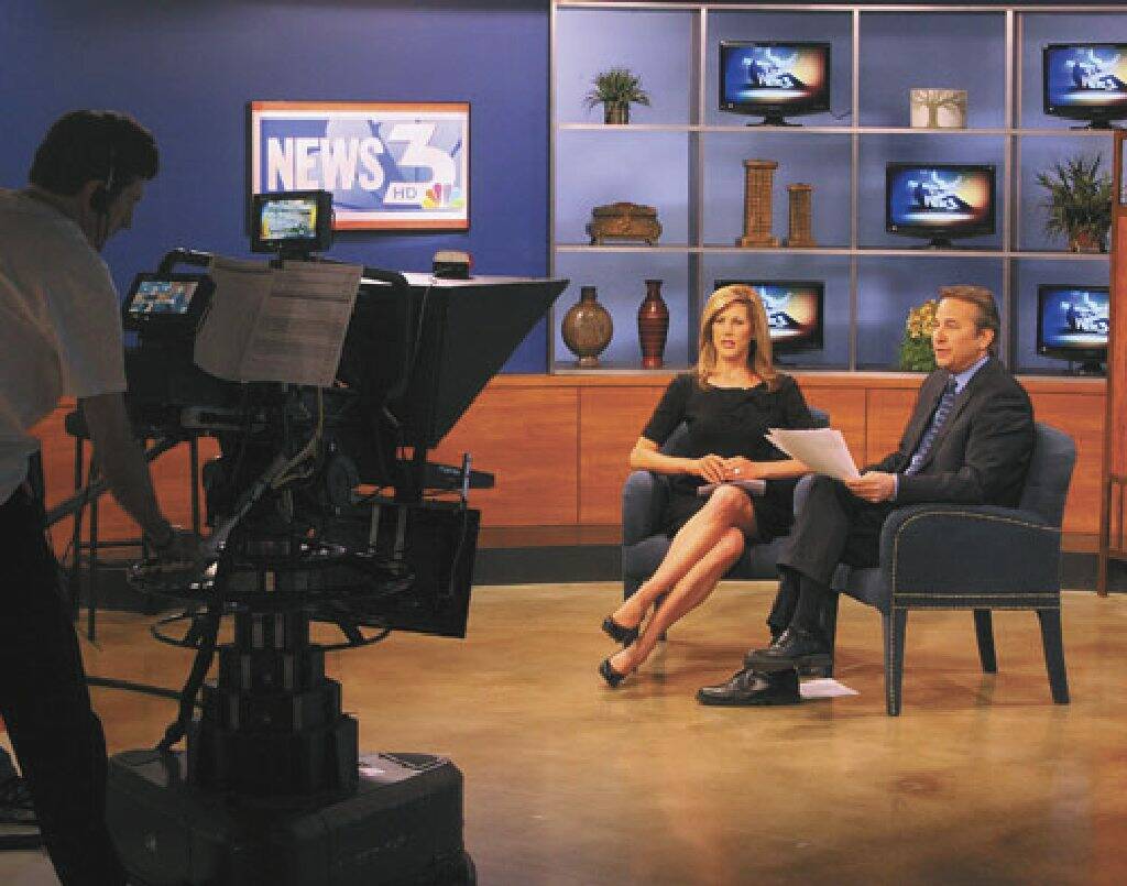 Husband and wife team Kim and Dana Wagner go on the air at the KSNV-TV studio on May 13, 2011 ( ...
