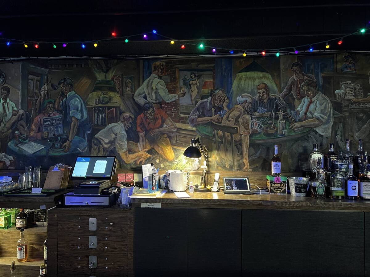 A look at the mural behind the bar at Hard Hat Lounge, which has been purchased by Las Vegas ro ...