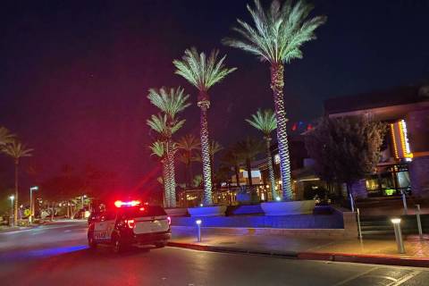 A Las Vegas police vehicle is seen outside the Red Rock Resort, Monday, Sept. 12, 2022, after a ...