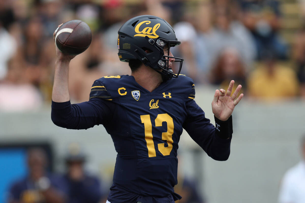 California quarterback Jack Plummer (13) looks to throw against UNLV during the first half of a ...