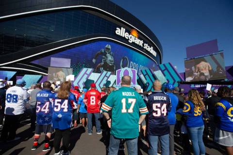 Fans watch players get introduced on the red carpet during the Pro Bowl pregame festivities as ...