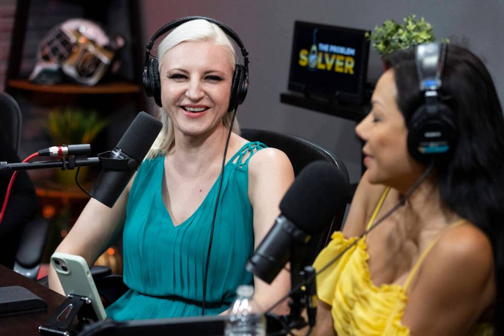 Celebrity psychic Laura Powers, left, with co-host Gentille Chhun, record an episode of The Pro ...