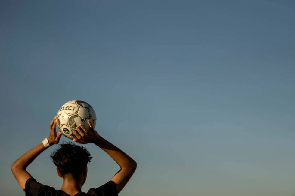 Chaparral's Diego Cabral (13) prepares for a throw in as Eldorado beat Chaparral 3-2 at Chaparr ...