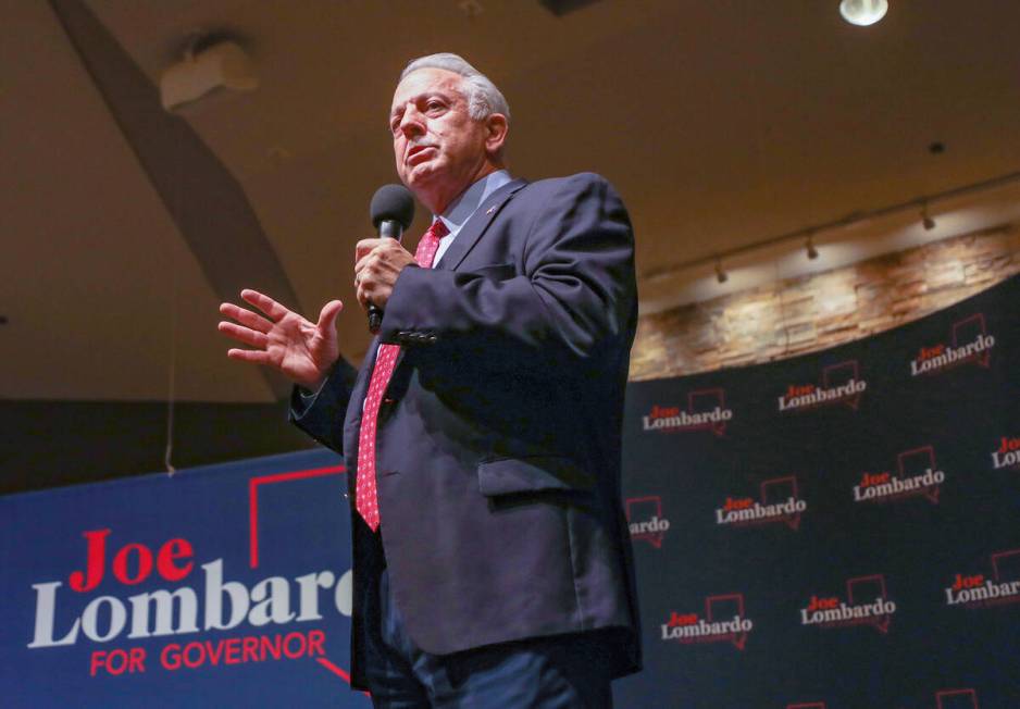 Sheriff Joe Lombardo, the Republican candidate for governor, campaigns at a breakfast town hall ...