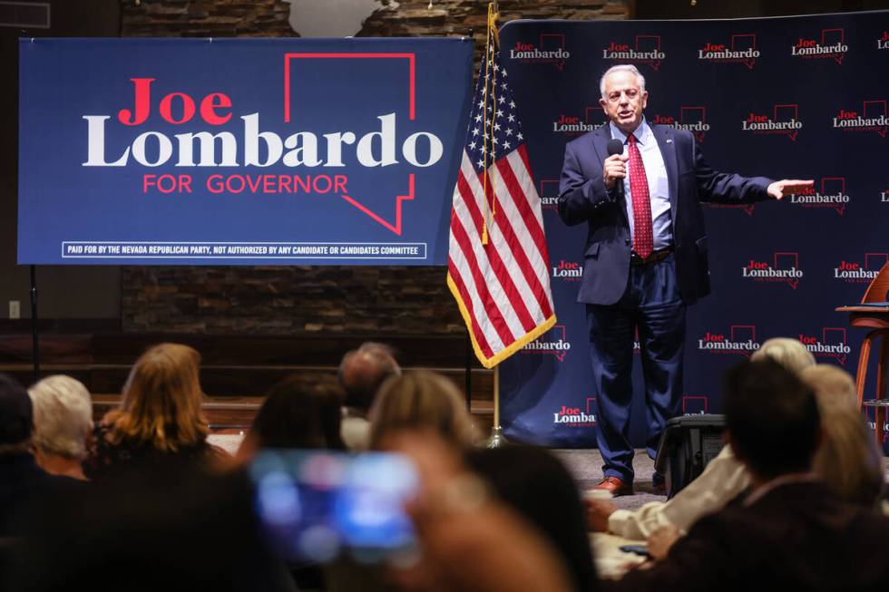 Sheriff Joe Lombardo, the Republican candidate for governor, campaigns at a breakfast town hall ...