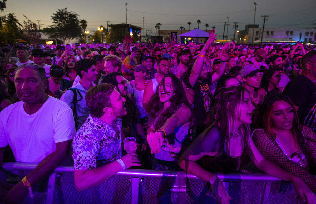 Fans dance as Wet Leg perform during the first day of the Life is Beautiful festival on Friday, ...