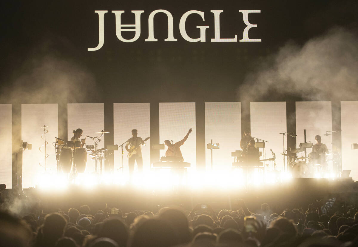 Jungle performs during the first day of the Life is Beautiful festival on Friday, Sept. 16, 202 ...