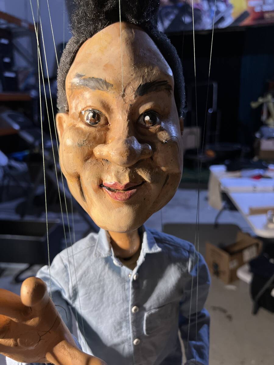 Las Vegas puppeteer Scott Land presented this marionette of the late Zappos founder Tony Hsieh ...